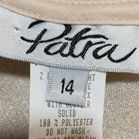 Vintage 2 Piece Jumpsuit Jacket Set Silky Silver Glitter Bodice Flowy Womens 8 - Picture 13 of 14